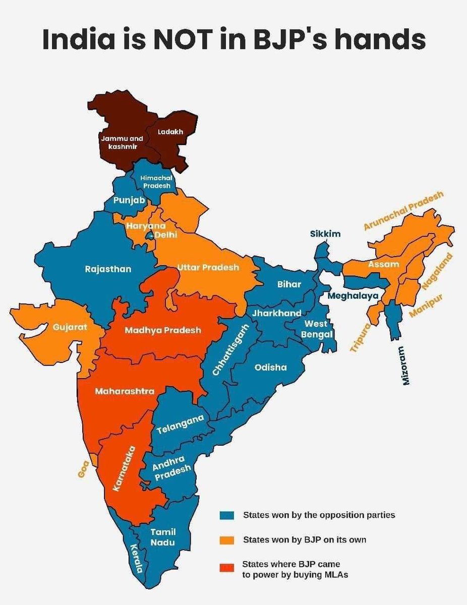 niku1630's tweet photo. Is India really in BJP’s hands….

From the below map, it doesn’t seem so. Then what is the big cry about Vishwaguru ????? https://t.co/5M1r1wGwN2
