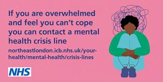 Are you, or someone you know, experiencing thoughts you cannot control? Call your local #mentalhealth crisis line. Lines are free &amp; open 24/7, every day of the year. northeastlondon.icb.nhs.uk/mentalhealth 
If you live in #Bedfordshire #Luton #MiltonKeynes visit elft.nhs.uk/get-help-emerg…