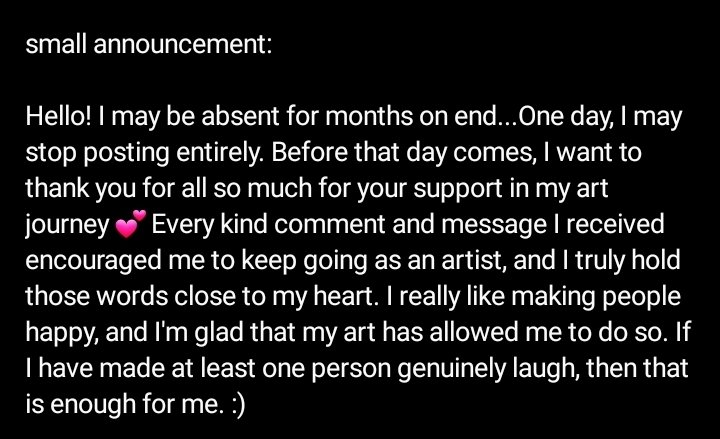 Hello! I've already said this in my latest IG post, but I decided to put this on here too :>