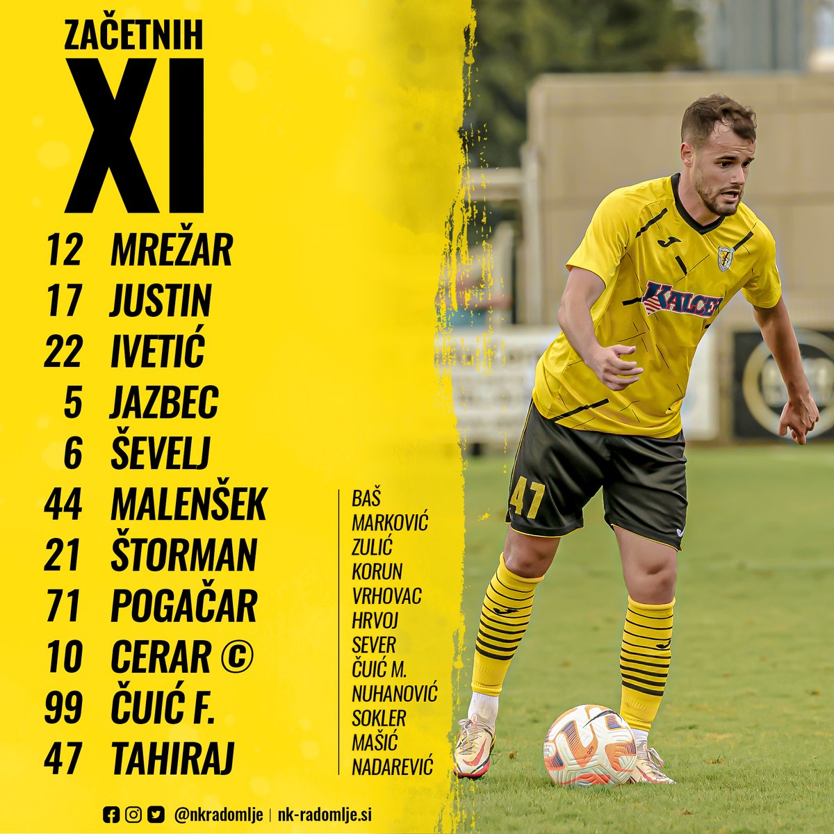 Začetna enajsterica za prijateljski obračun proti NK Brinje Grosuplje ⚽️

💛🖤

#hocemozmoremosmo