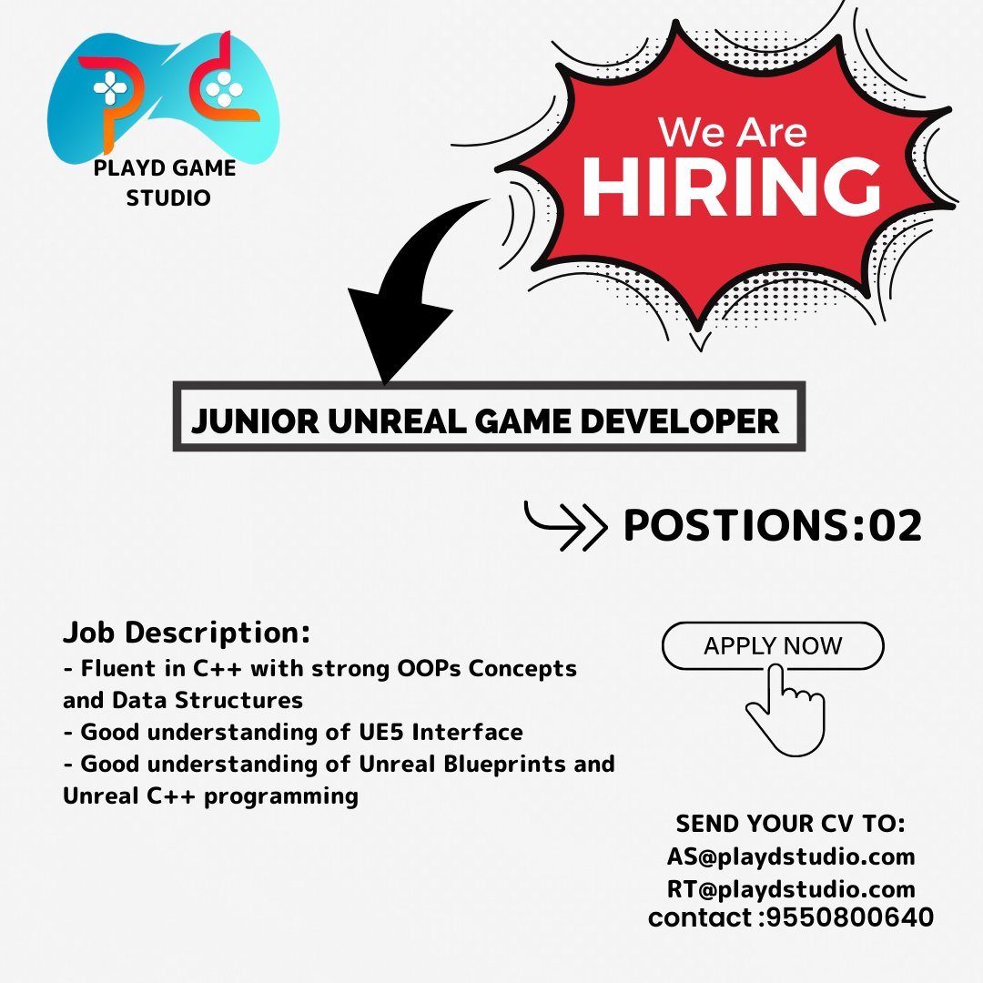 playdgamestudio's tweet photo. we are hiring for multiple positions.
#employment #jobs #HIRINGNOW https://t.co/k29FTsBm5D