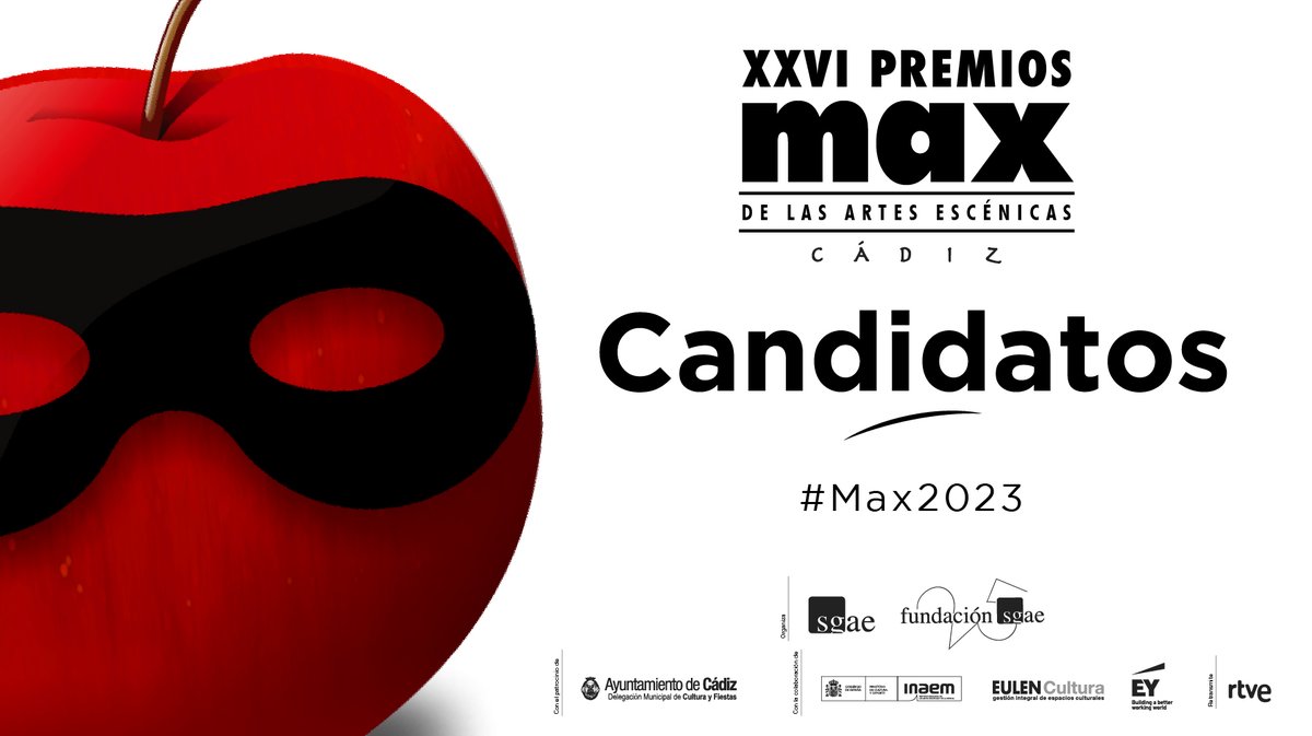 🍎 Ya está disponible el listado definitivo de candidatos a los XXVI Premios Max de las Artes Escénicas - Cádiz, con 168 espectáculos de los 529 presentados

Los #Max2023 se celebrarán en Cádiz el próximo 17 de abril

📄 premiosmax.com/noticias/1989/…
