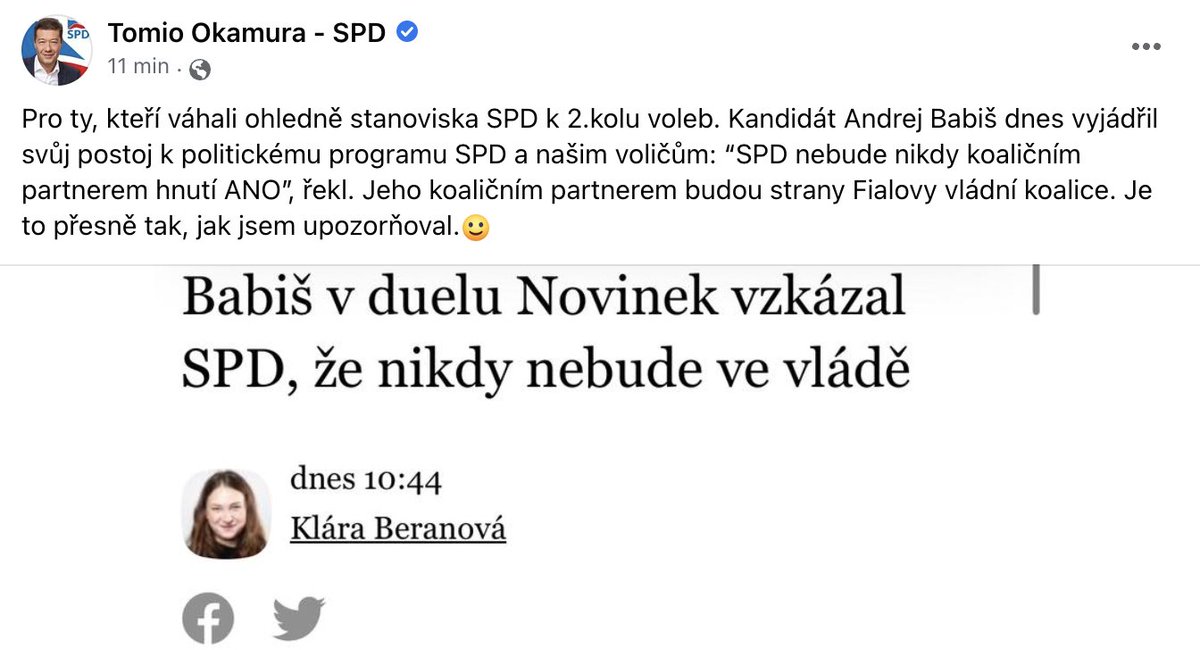 sssirda's tweet photo. Vítáme Tomia v anti-Babiš bloku! ✊😀

#prezidentskévolby 🇨🇿 https://t.co/JWrQuXfBEK