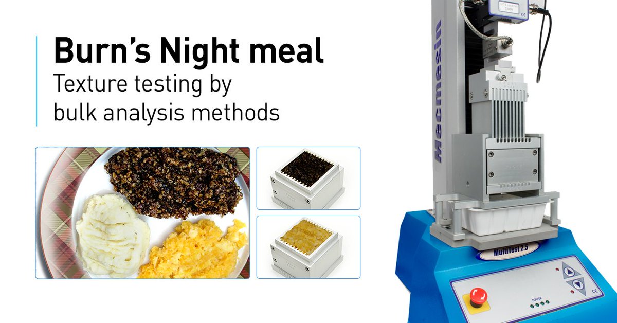 Mecmesin's tweet image. The #BurnsNight meal may traditionally include tatties, neeps and haggis (even vegetarian). Food producers can ensure all are prepared to perfection with controlled methods to test texture. Serving up Bulk Analysis  hubs.la/Q01z9pjw0