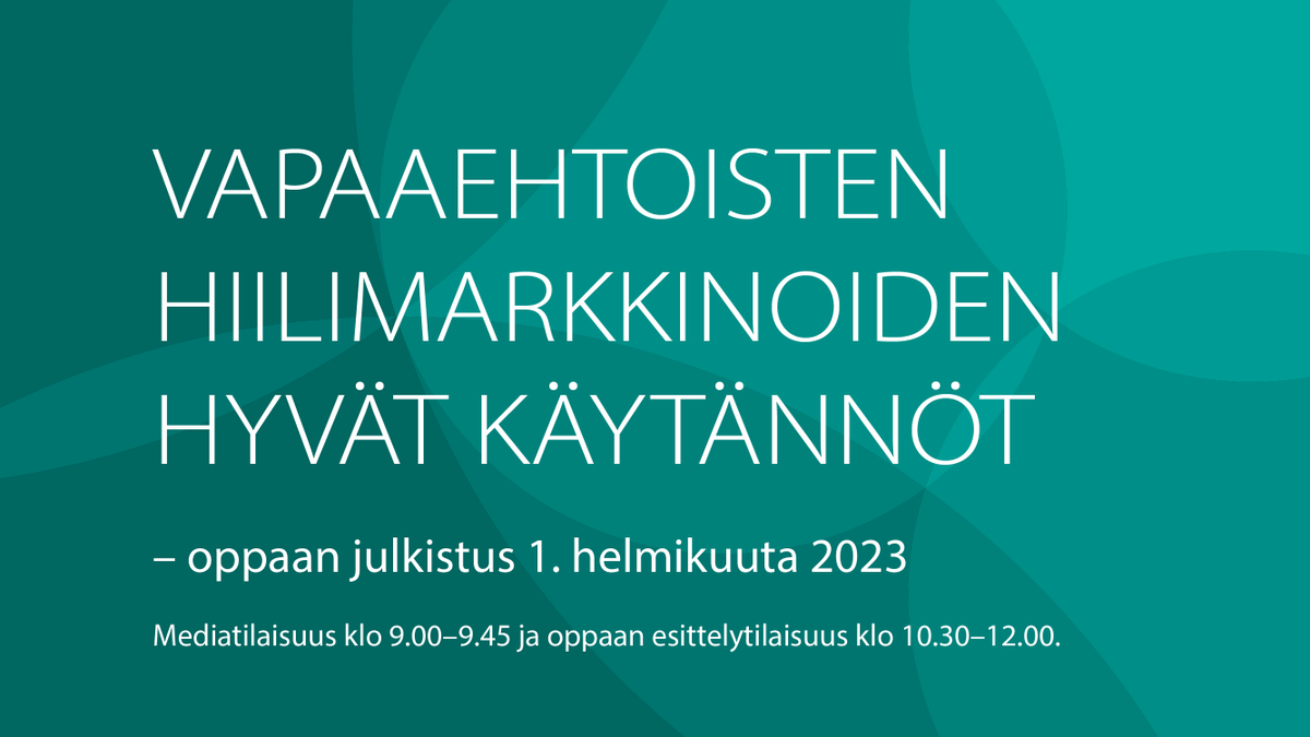 Opas vapaaehtoisten hiilimarkkinoiden hyviin käytäntöihin julkaistaan 1.2.

📺<a href="/MariaOhisalo/">Maria Ohisalo</a> ja <a href="/kurvisentwiit/">Antti Kurvinen</a> mediatilaisuus klo 9:  youtube.com/watch?v=vqWcbk… 

📺Oppaan esittelytilaisuus sidosryhmille klo 10.30: platform.goodmood.fi/goodmood/ympar… 

#päästökompensaatio
