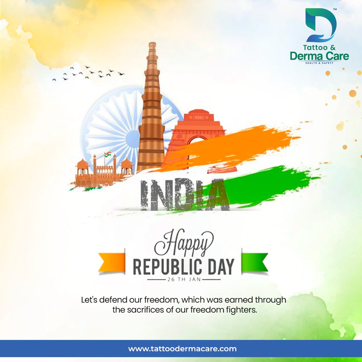 DERMACARE14's tweet photo. As we celebrate India's Republic Day, let us take a moment to remember and thank all those who gave their lives and fought for our freedom. Let's honour them by protecting the freedoms we have been given.
.
.
#indianrepublicday #republicdayspecial #ocassional #proudindian https://t.co/InUBGbPotM