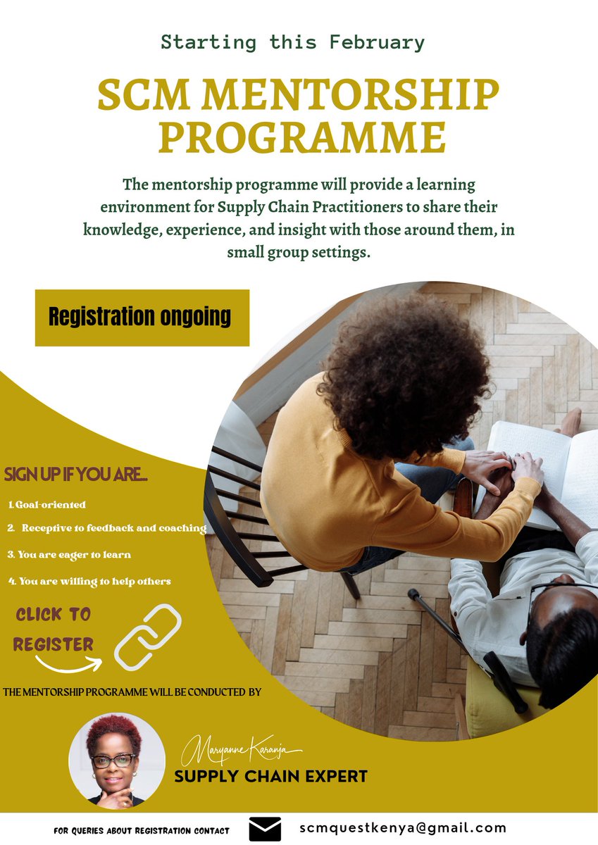 1/2Are you a #SupplyChain professional looking for an opportunity to grow your career through Mentorship?

I am excited to announce that starting this February, I will be hosting mentorship circles for #SupplyChain professionals
#supplychainbymaryanne 
#procurement