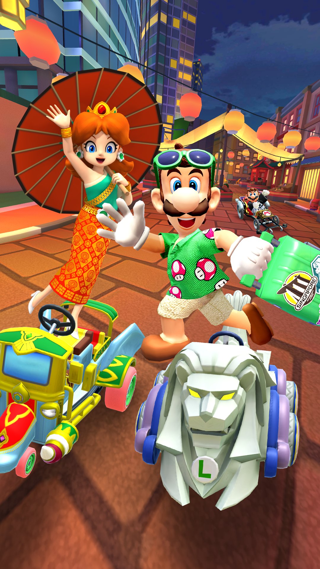 Mario Kart Tour on X: It's time for the Winter Tour in #MarioKartTour!  Matches will take place on 3 city courses, including the Singapore Speedway  3 course. The Winterfest, which will take