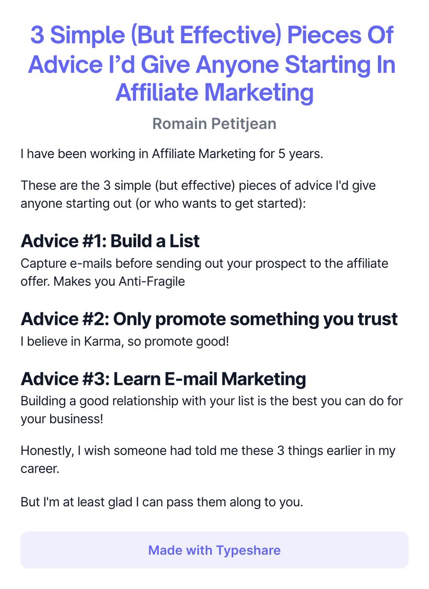 romsweb's tweet image. 3 Simple (But Effective) Pieces Of Advice I’d Give Anyone Starting In Affiliate Marketing