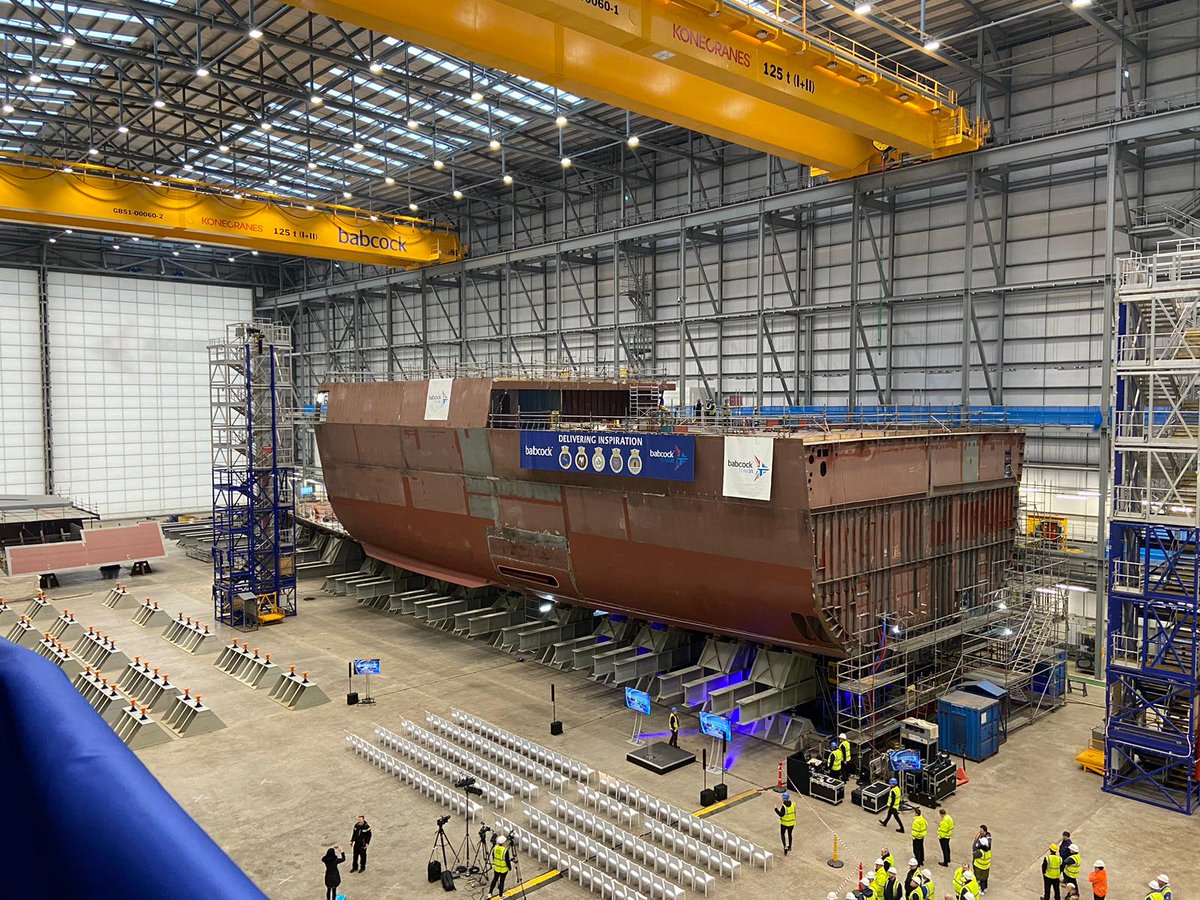wafuwonders's tweet photo. It was a fantastic opportunity to accompany @MartinJConnell &amp; @WO1DavidSmith on their visit to @HMSPWLS &amp; @Babcockplc for the first steel cut of #HMSActive &amp;  catch up with @RoyalNavy personnel serving in Scotland! 

Ship build lines certainly look different to helo sheds! https://t.co/aJlGYXJhZF