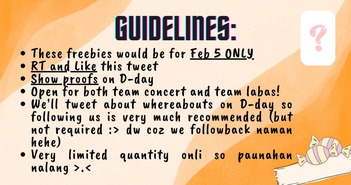 aeijaze's tweet photo. few days left before manilafesto 🧡🖤🤍 @eternaljoonshua &amp; I will be handing out freebies to our fellow engenes on February 5! 🤗

kindly read thru these for the mechanics. see you there!!! 🫶

#MANIFESTO_IN_MANILA #ENHYPEN #ENHYPENinMANILA
# enha concert moa arena https://t.co/CuKzZ5SrQM