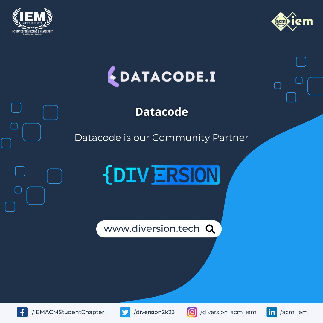 Diversion2k23's tweet photo. DIVERSION 2023 is honoured to announce its collaboration with the DATACODE.
We’re delighted and rejuvenated to contribute together in DIVERSION 2K23!
@Datacode_in 
#diversion2k23 #opensource #Hackathon #github #collaboration https://t.co/Jl0u9nRXoA