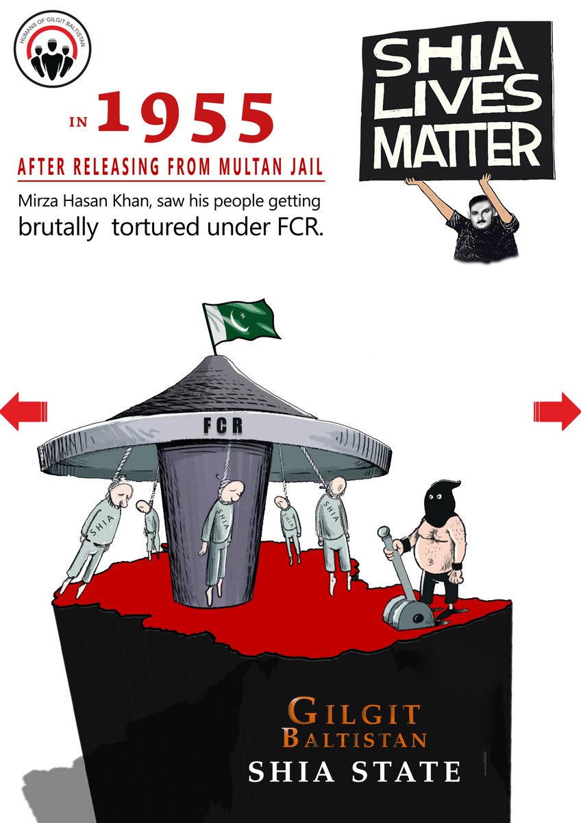 In 1955, after releasing from Multan Jail, Mirza Hasan Khan saw his people getting brutally tortured under FCR.

Story will be continued, stay connected..
#ShiaStateOfHasan 
#GilgitBaltistan
#ShiaLivesMatter 

@The_North_Blood @sahaafi @GilitBaltistan @skardu_pk @zaara_kashmiri