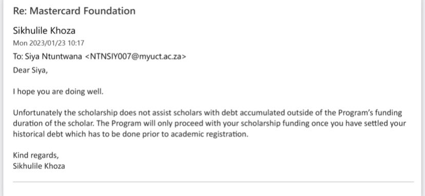 Arikifuka's tweet photo. Howzit, I am asking for your assistance with settling my student debt. I’m unable to register for my Master’s degree this year and would forfeit my Mastercard Foundation Scholarship. I would deeply appreciate any financial support or sharing the link. 
https://t.co/zF2mKybPDI https://t.co/pMvAeyrySf