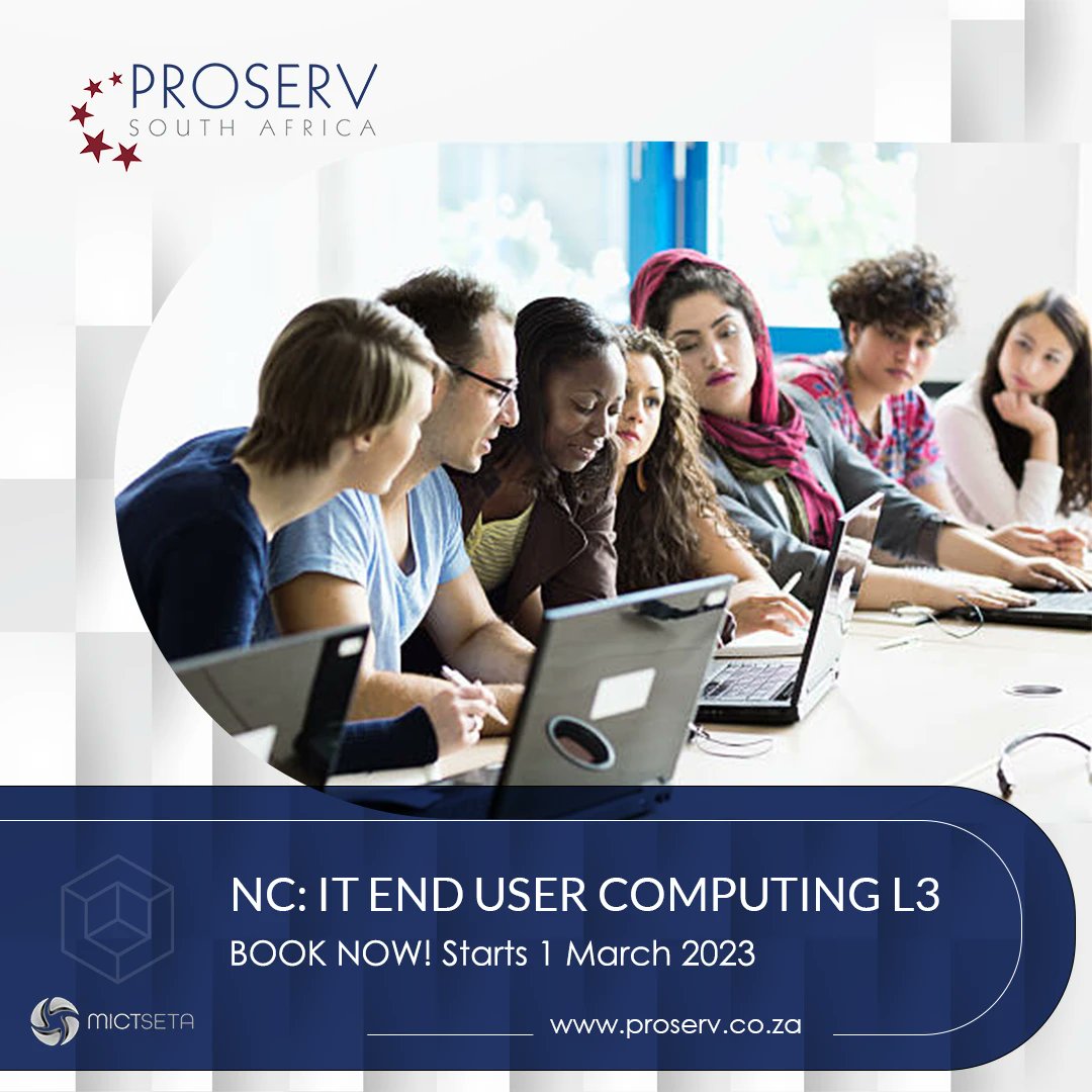 ProServZA's tweet image. This generic #qualification is a foundation to further studies in #EndUserComputing & other areas of #IT including #SystemsDev & Systems Support.
rdar.li/3bm6G9d
#BookNow #TechEducation #MSOffice #ICT #GraphicalUserInterface #ProServSA