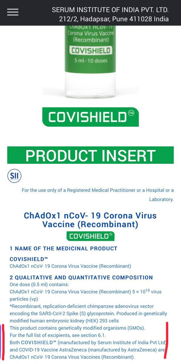 awakenindiamov's tweet photo. On @SerumInstIndia website -
 Both covishield and AstraZeneca are the same.
@adarpoonawalla @NileshO56713335

https://t.co/4x3Arq8Vyi https://t.co/2UeMDgmdH7