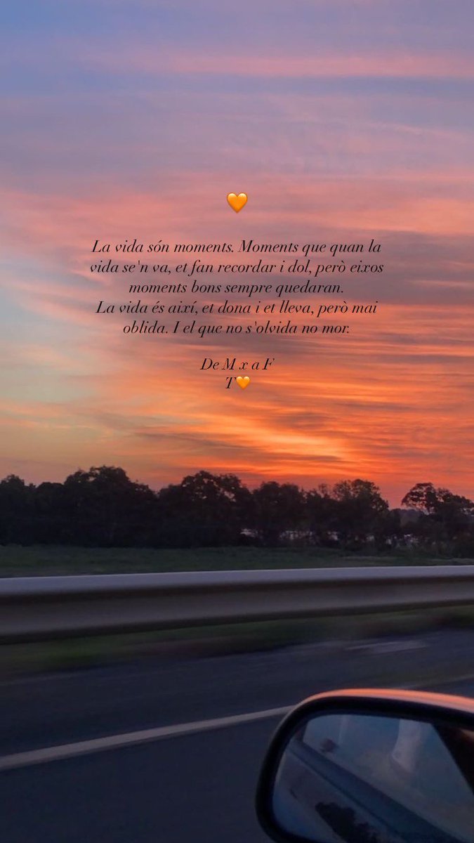 maxgar_9's tweet photo. La vida són moments. Moments que quan la vida se'n va, et fan recordar i dol, però eixos moments bons sempre quedaran.
La vida és així, et dona i et lleva, però mai oblida. I el que no s'olvida no mor.

De M x a F . T🧡💫 https://t.co/aZ3wePP70M