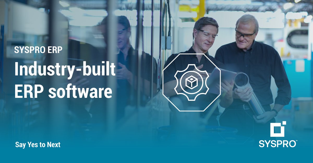 SYSPRO's tweet photo. SYSPRO ERP offers innovative capabilities, industry-specific functions and the flexibility to deploy on premise, in the cloud or both to suit your unique organizational needs.
https://t.co/Zu1HfXKrPq
#WhySYSPRO #SayYesToNext https://t.co/PXYZ4zW9bP
