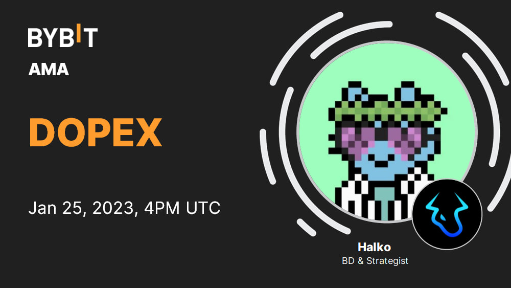 Bybit_Official's tweet photo. Join our Discord AMA with Halko, BD &amp; Strategist of @dopex_io , on Jan 25, 2023, 4PM UTC.

📝 Have a question for our speaker? Simply fill up the form here: https://t.co/IWt2ZVSWCi

👉🏻 Head over to Discord now: https://t.co/PMXOypry1T

#Bybit #TheCryptoArk https://t.co/qqIUzVhwbm