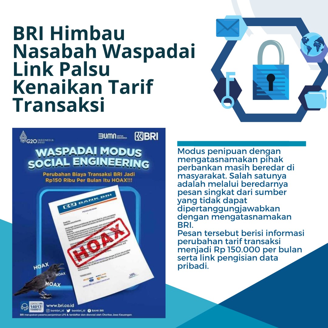 sendc0de's tweet photo. Gaess lagi marak banget nih kejahatan soceng yang memanipulasi seakan menjadi Bank BRI untuk menaikan tarif transkasi, jangan sampai kasih data pribadi ya gaes - waspada soceng
#TipsAtasiSoceng #BRI #EdukasiPerbankan https://t.co/Yjow0N0CRU