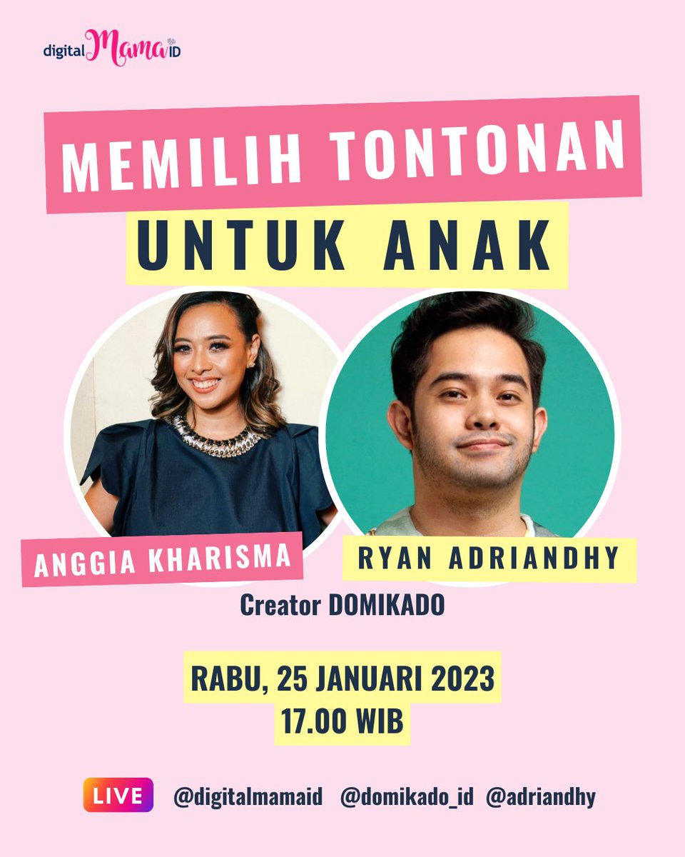 Parents! Ikutan ngobrol2 yuk nanti sore di IG digitalMamaID 😇