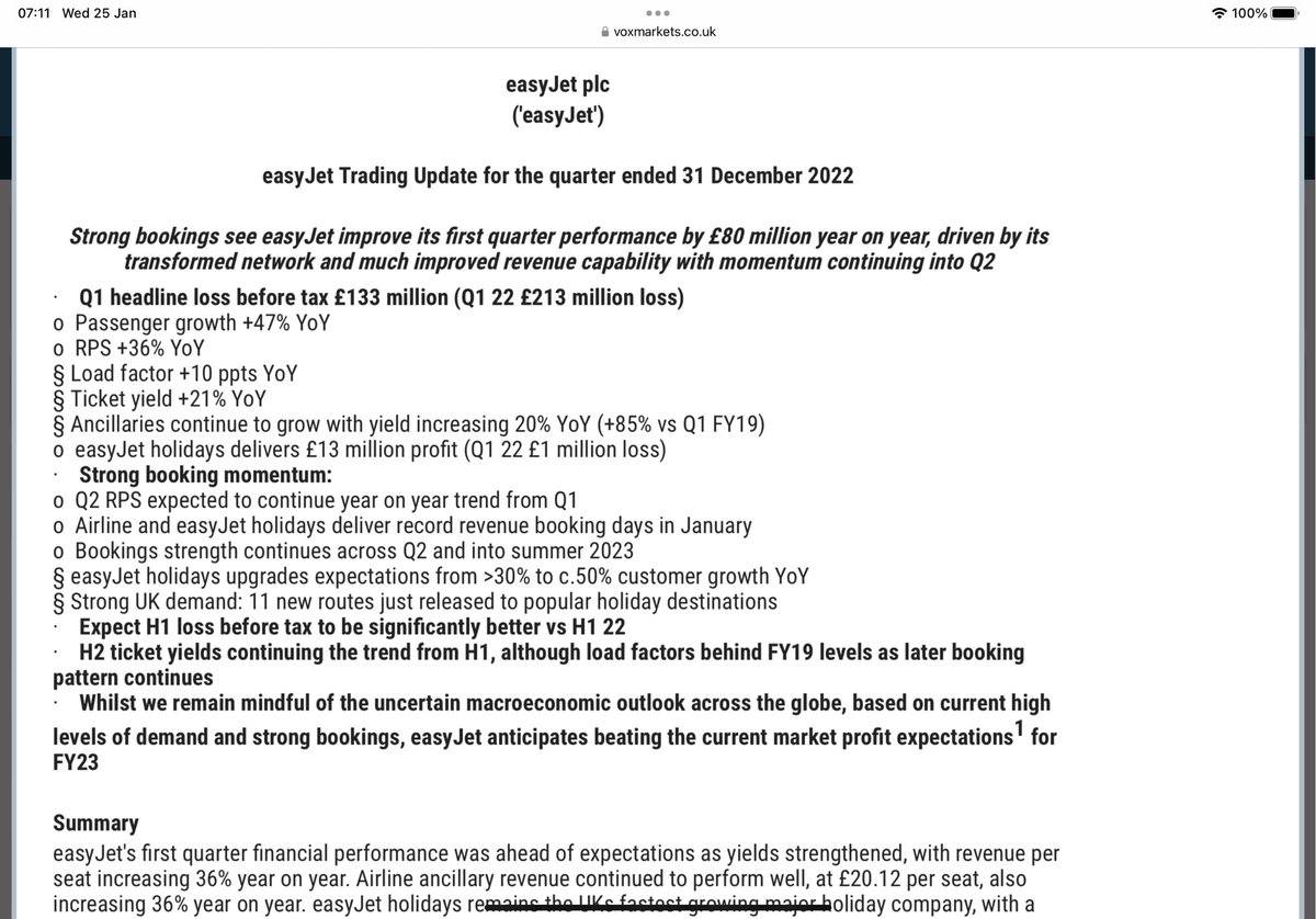 reb40's tweet photo. #EJZ recovering well as we get back on planes ✈️
H1 to be a lower loss and now expect to beat market expectations for the FY
Good to see it’s recovery https://t.co/l19HPjhfro