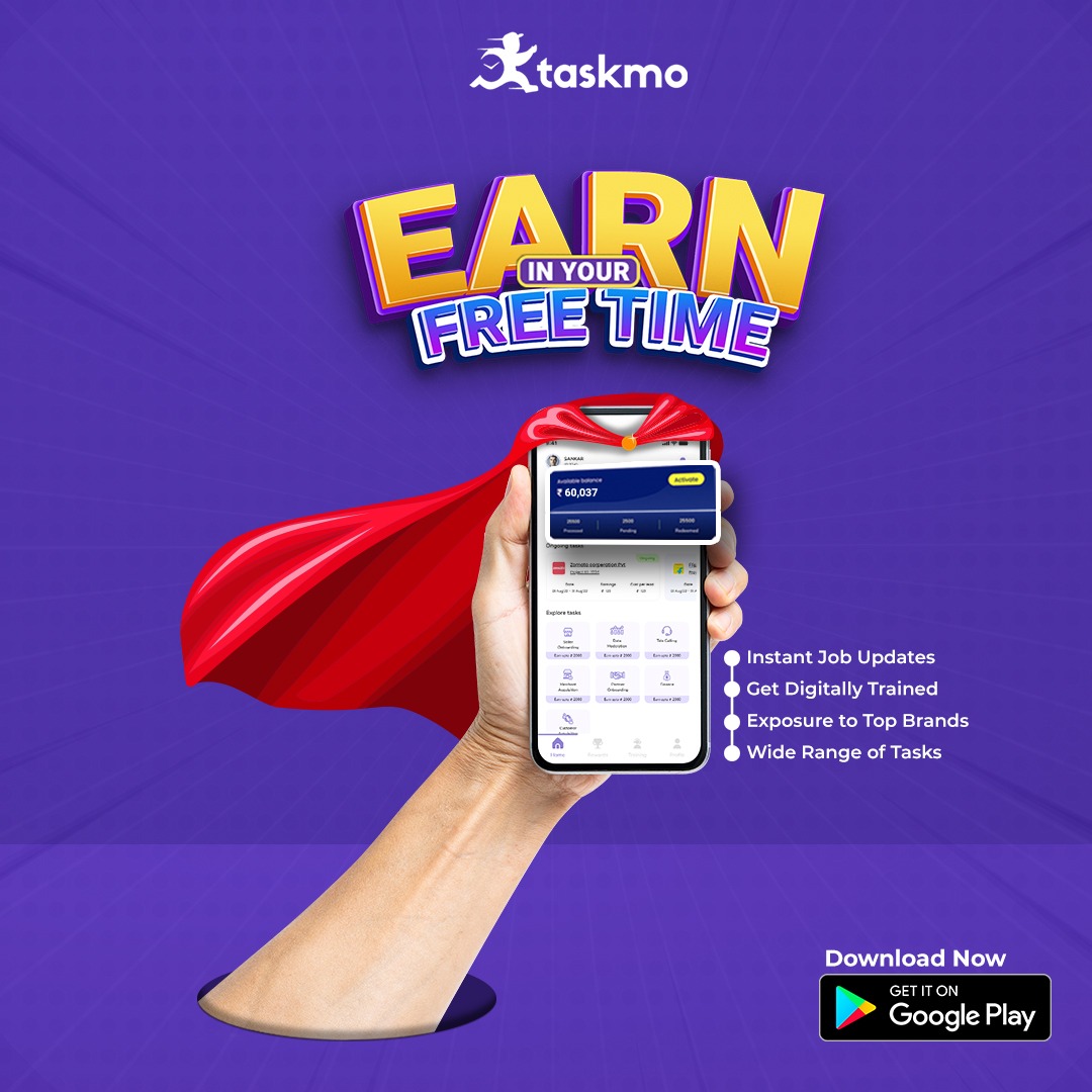 There is nothing called the right time! 
It starts when you decide! 
Download the Taskmo App and #Earn up to 60,000 per month.

App Link: play.google.com/store/apps/det…

#gigwork #partimetimejob #gigeconomy #moneyearningapp #jobs #freelance #sideincome