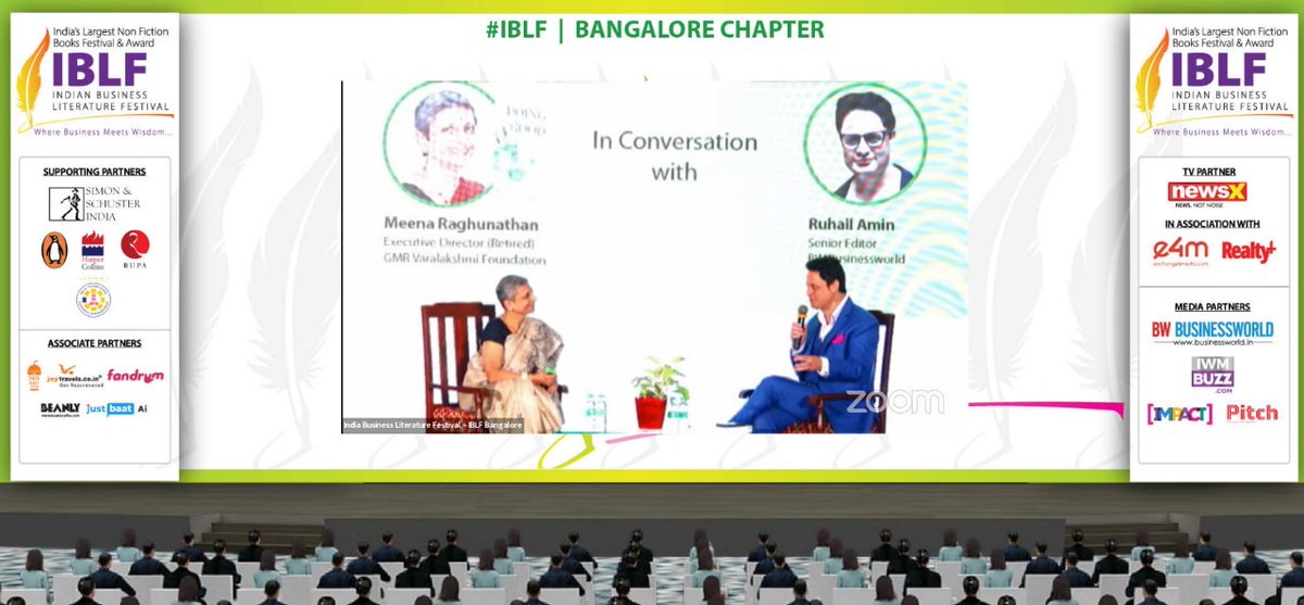 BWBusinessworld's tweet photo. Live: Ms. Meena Raghunathan, Executive Director (Retired), GMR Varalakshmi, discusses her book ‘Doing Good : Navigating the CSR Maze in India’ with Mr. @RenAameen, Sr. Editor, BW Businessworld at the 4th Edition of Indian Business Literature Festival.

#BengaluruChapter #IBLF https://t.co/nAlSAsFPP8