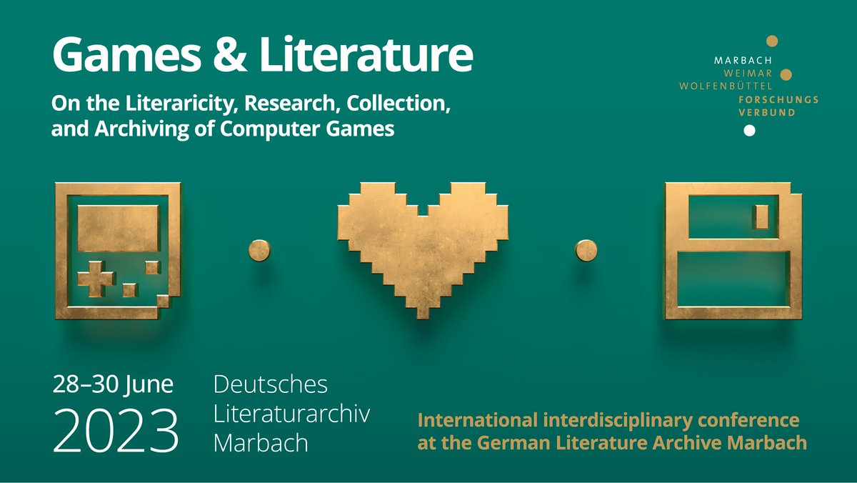 Reminder 📣: ›Games & Literature. On the literaricity, research, collection, and archiving of computer #games‹. International conference at the 
@DLAMarbach (28.–30.6.2023). Application deadline: January 31, 2023. More information: mww-forschung.de/en/tagung-game…
#GameStudies