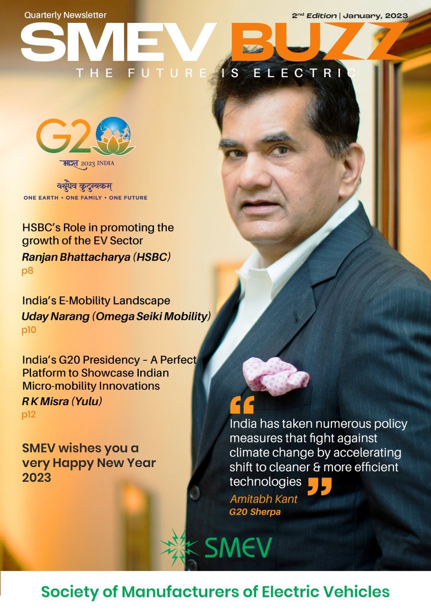 SMEV BUZZ, next edition, dedicated to #G20India, out soon!!!

<a href="/DrMNPandeyMP/">Dr. Mahendra Nath Pandey</a> <a href="/tiruchisiva/">Tiruchi Siva</a> <a href="/MinOfPower/">Ministry of Power</a> 
@Tatamotorsev <a href="/anandmahindra/">anand mahindra</a> <a href="/Tesla/">Tesla</a> <a href="/elonmusk/">Elon Musk</a> <a href="/PTI_News/">Press Trust of India</a> <a href="/autocarindiamag/">Autocar India</a> <a href="/siamindia/">SIAM India</a> <a href="/CIIEvents/">CII Live</a> <a href="/Gen_VKSingh/">Gen VK Singh</a> <a href="/Jasmine441/">Jasmine Shah</a> <a href="/ANI/">ANI</a>