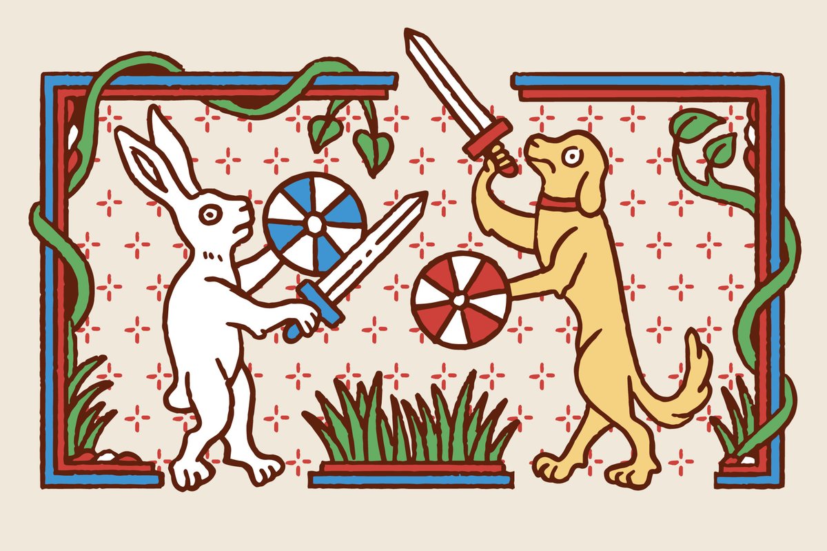 New design: 'Medieval Scene: Dog vs. Rabbit fight'. Available on only Redbubble: redbubble.com/shop/ap/138184…