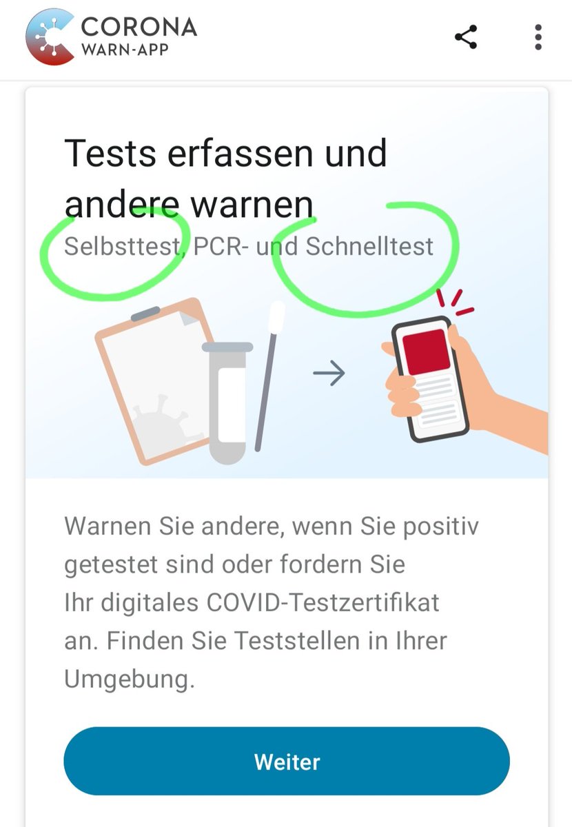 julia_a_noack's tweet image. In der aktualisierten @coronawarnapp kann man andere jetzt auch mit positivem #Selbsttest oder #Schnelltest warnen, nicht mehr nur mit #PCR-#Test. Find ich gut.
#CovidIsNotOver