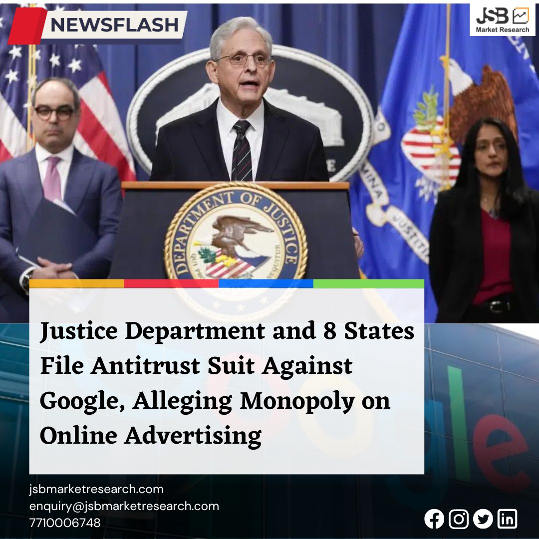 Google Faced with Antitrust Suit by Justice Department and 8 States 

Know more: jsbmarketresearch.com/.../news-us-ju…...

#GoogleAntitrust #GoogleMonopoly #GoogleLawsuit  #USJusticeDept #SearchEngineDominance #RestoreCompetition #jsbmarketresearch