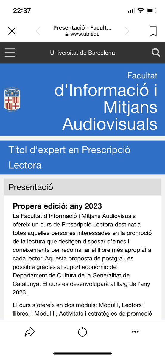 Ester_Callao's tweet image. Em perdo la pujada i baixada de la festa major de Sant Pau perquè començo el Postgrau de Prescripció lectora a la UB! Em fa il·lusió tornar a la la facultat i capbussar-me en el món dels llibres en un àmbit diferent al del despatx o taulell de la biblioteca... #prescripciólectora