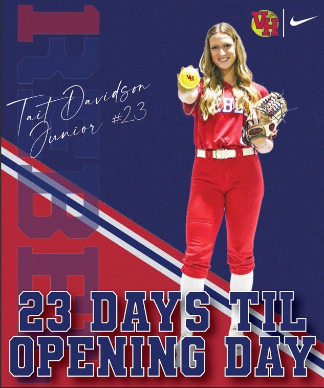1rebelsoftball's tweet photo. 23 days til opening day! Today we are spotlighting Junior, RHP/1B, #23, Tait Davidson. Go Rebels! @1rebelathletics https://t.co/sJW9qstV7q