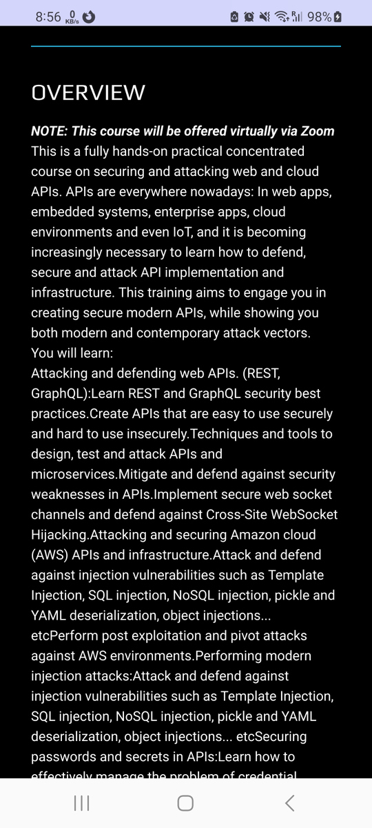 My <a href="/BlackHatEvents/">Black Hat</a> course "Attacking and Securing APIs" is coming to Blackhat Spring Training!

It's a comprehensive top rated #API course, make sure you don't miss it. 

Will be delivered online in March in Eastern timezone:

blackhat.com/tr-23/training…