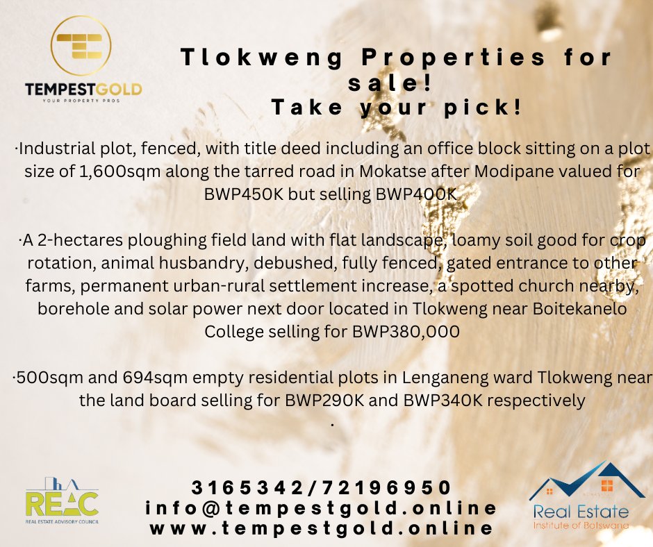 NeltahMosimane1's tweet photo. Tlokweng listings!
Tlokweng has proven itself to be one of the most popular locations in Greater Gaborone for property investing. You cannot afford to miss out on these!
Contact us on 72196950 for more information. https://t.co/KottZdsJcb