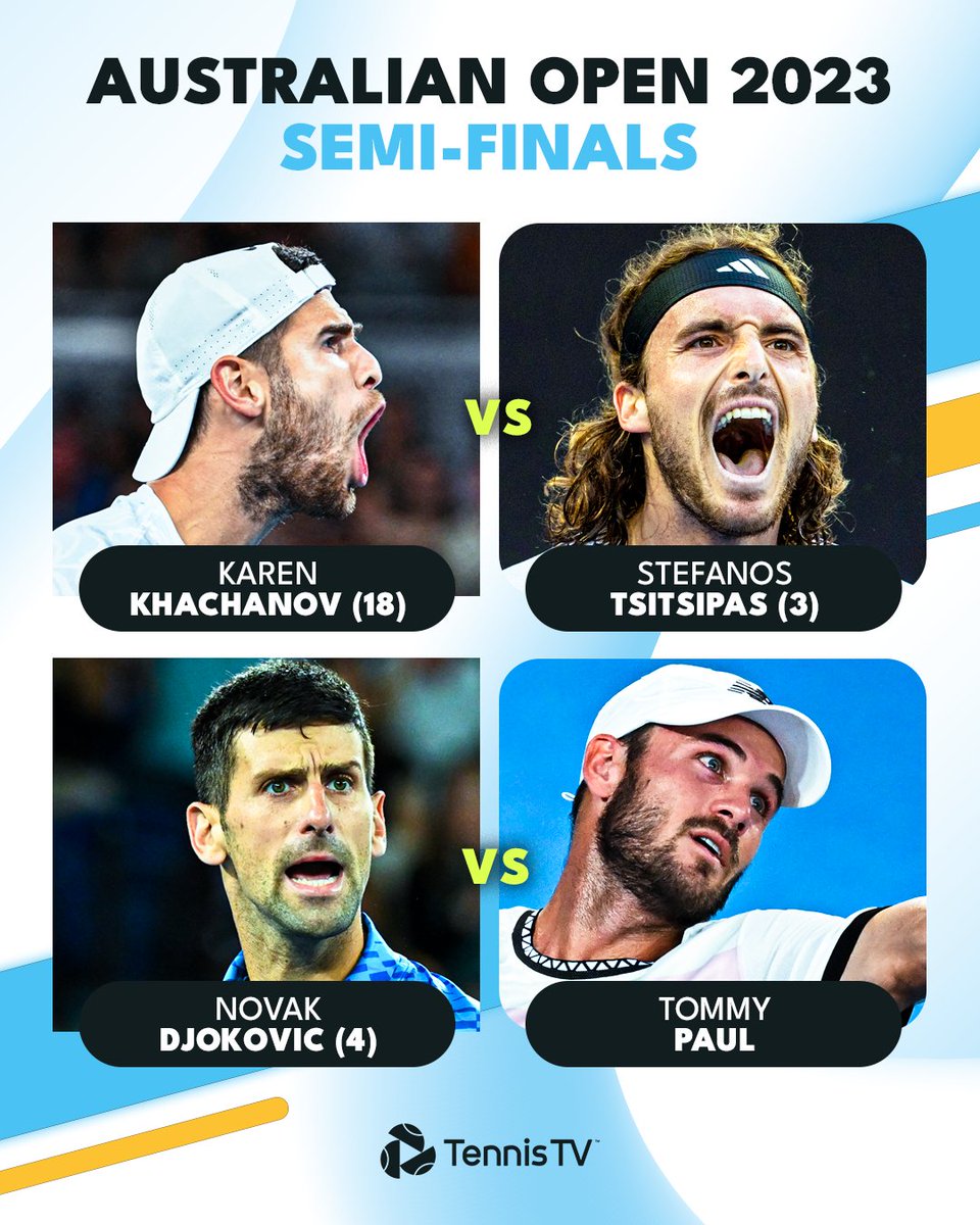 TennisTV's tweet photo. The last four standing at the @australianopen 🇦🇺

Pick your 2023 #AusOpen finalists 👇 https://t.co/GKxwT43SFD