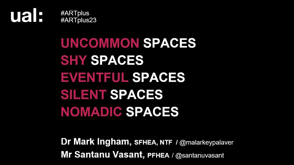This morning at 10am @malarkeypalaver and I will be kicking off @RCA #ArtPlus #ArtPlus23 2-day conference with a talk on 'Spaces' more here spaces.rca.ac.uk/artplus-confer… #altc #AcademicTwitter (cc @UALTLE @UAL) #learningspaces #spaces #EdDev #EdTech #ArtsEd