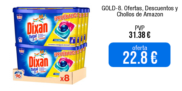 gold8info's tweet photo. Dixan Total 3+1 Detergente en Cápsulas para Lavadora (12 lavados, pack de 8, total: 96 lavados), jabón para ropa blanca y clara, limpieza, luminosidad y frescor en un detergente
🛒📦⬇ Ver en Amazon ⬇📦🛒
https://t.co/RFUDsJn1rd https://t.co/Tu79lH3Glw