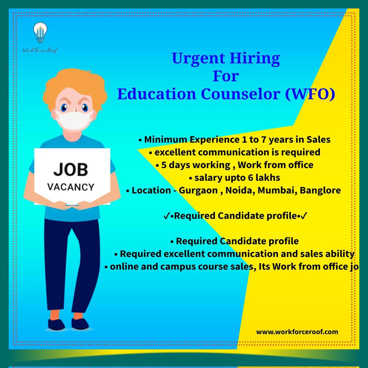 Apply for New Job 👇
forms.gle/VN9wgj91gtihY2…

#workforce #WorkForceRoof #2023 
#recruitment #recruiting #jobsearch
#newjob  #HIRINGNOW #newhiring #hiring #jobsinindia