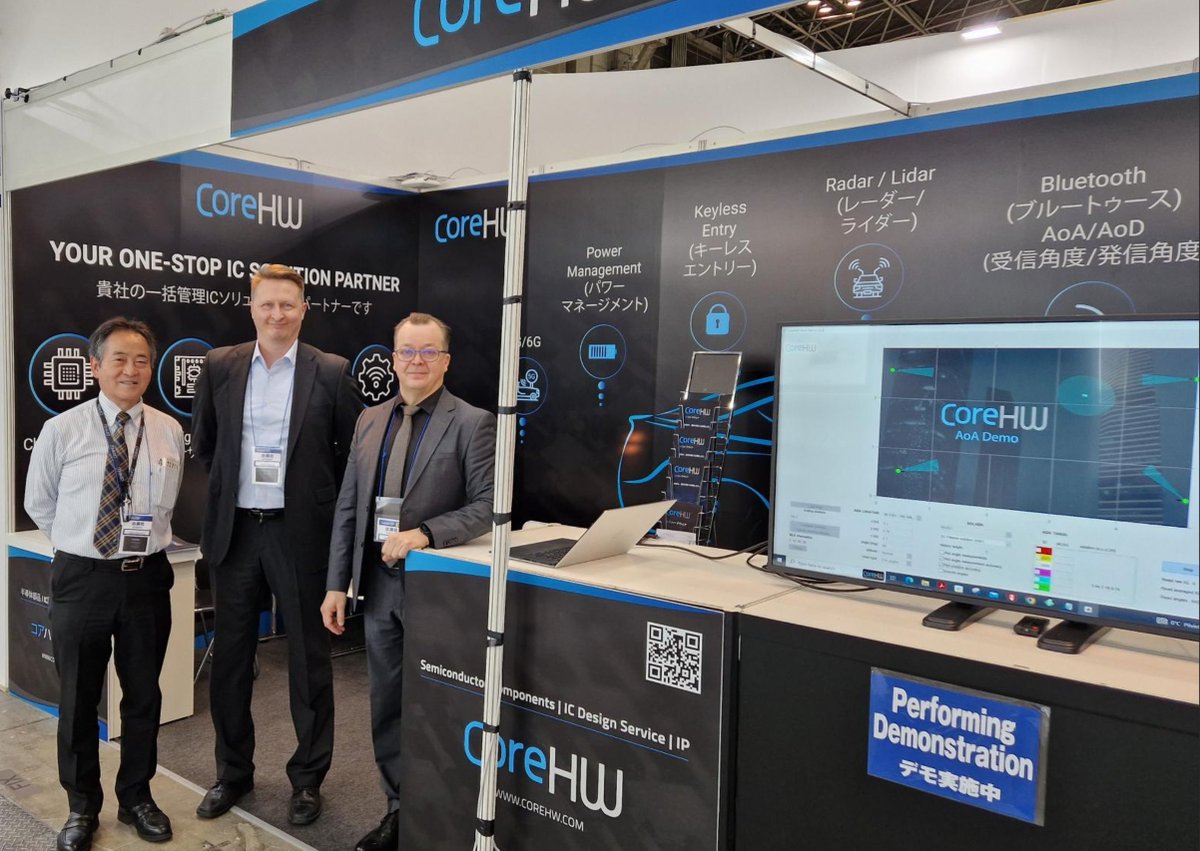 CoreHW_Ltd's tweet photo. Hello from our team at Automotive World 2023!

Tomi-Pekka, Tomi, and Satoru Nakamura are here to meet the business leaders attending Automotive World Show in Tokyo!

✅ Booth # 45A-38

👉 sales@corehw.com

📅 25. 01. 2023 - 27. 01. 2023

#corehw #semiconductor #ips  #mmwave https://t.co/SQ610pNLVC