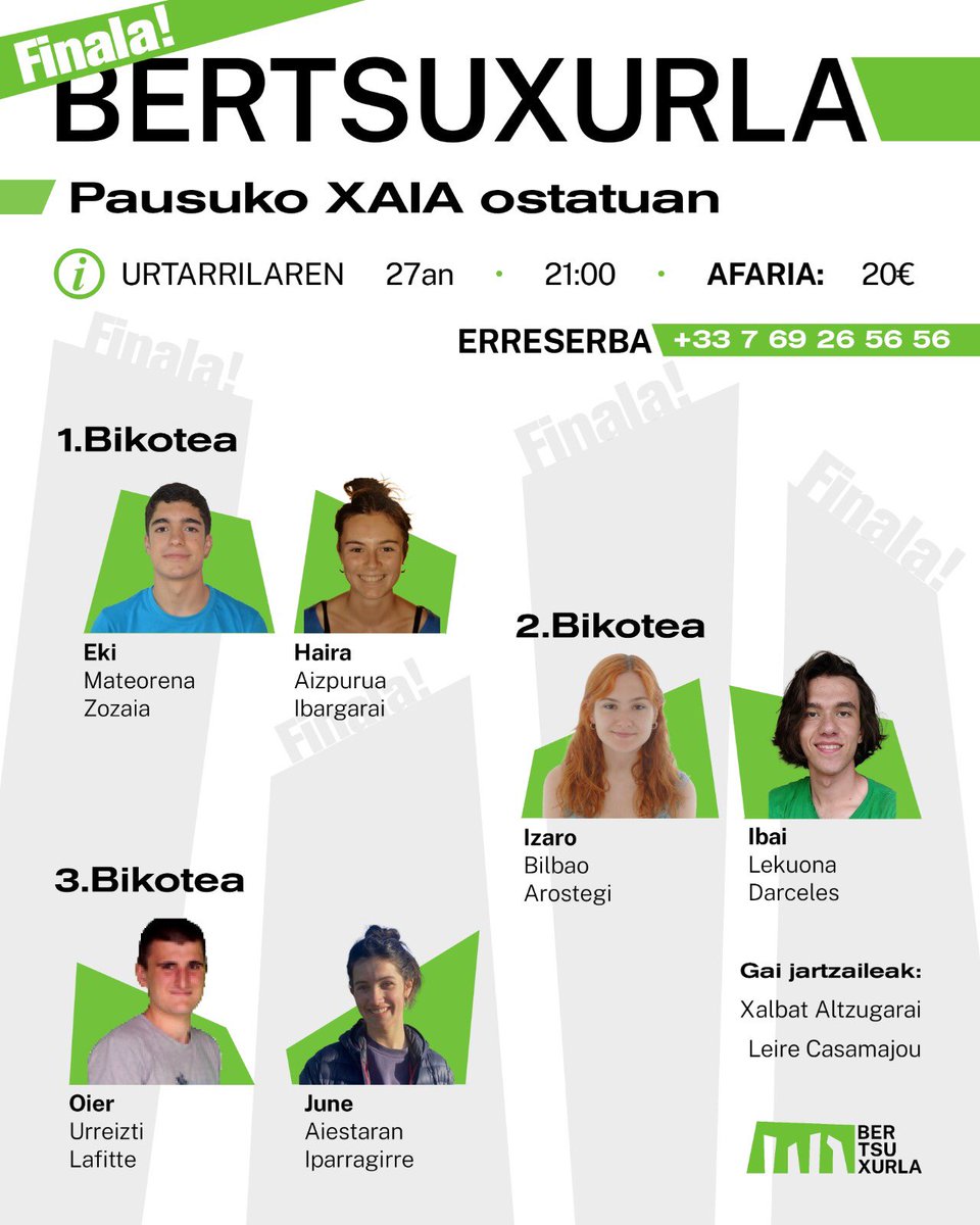 bertsuxurla's tweet photo. Adi bertsuzale!🎤
Bi egun falta dira!🍂😉
Fite, fite, erreserba ezazu zure afaria + 33 7 69 26 56 56 zenbakira idatziz! 
Orziral artio! https://t.co/5HdRt61Vw1
