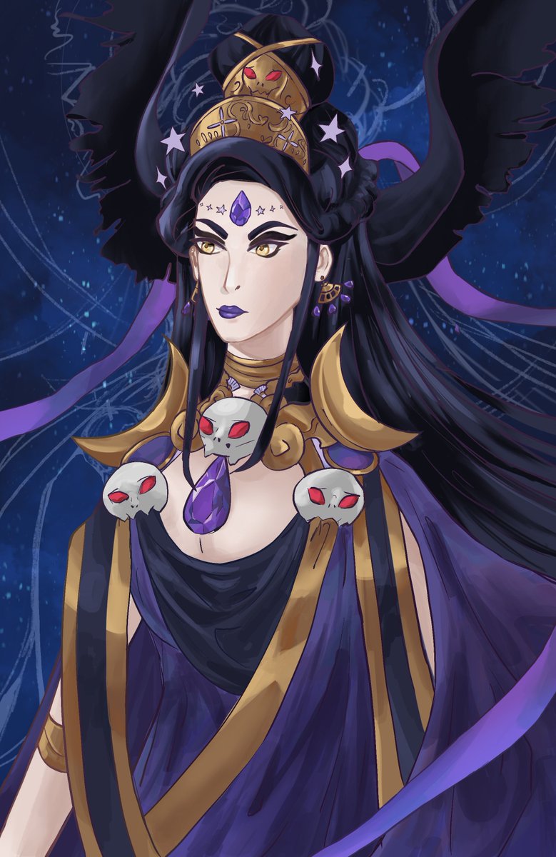 nyx, the night itself!
this is piece was quite a struggle, and still is a bit more stiff than I'd like, but I think I've improved a lot with shading and lines
#HadesGame love this game to pieces