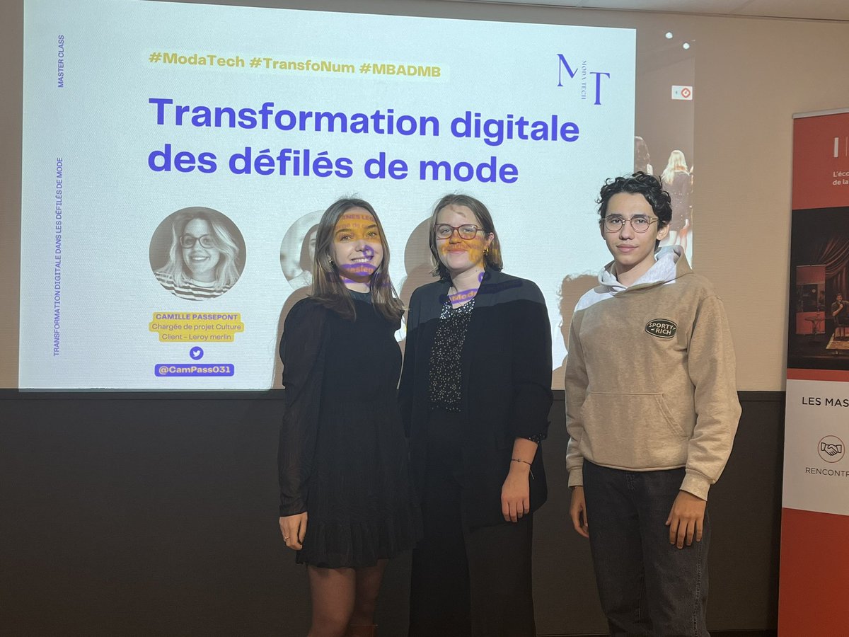The first : premiere masterclass de la saison 22-23 avec les #mbadmb #lille sujet du jour la #transfonum des défilés de mode 

Follow #modatech #mbadmb