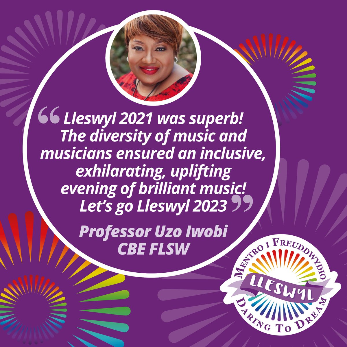 Lleswyl is back! @UzoIwobi loved #Lleswyl2021, particularly the diversity of music and musicians. Join @UzoIwobi in taking part in #Lleswyl2023. Get your free tickets now.
📆 Friday, 17th February
🕖 7.00pm
🎟 Register here: lleswyl2023.eventbrite.co.uk