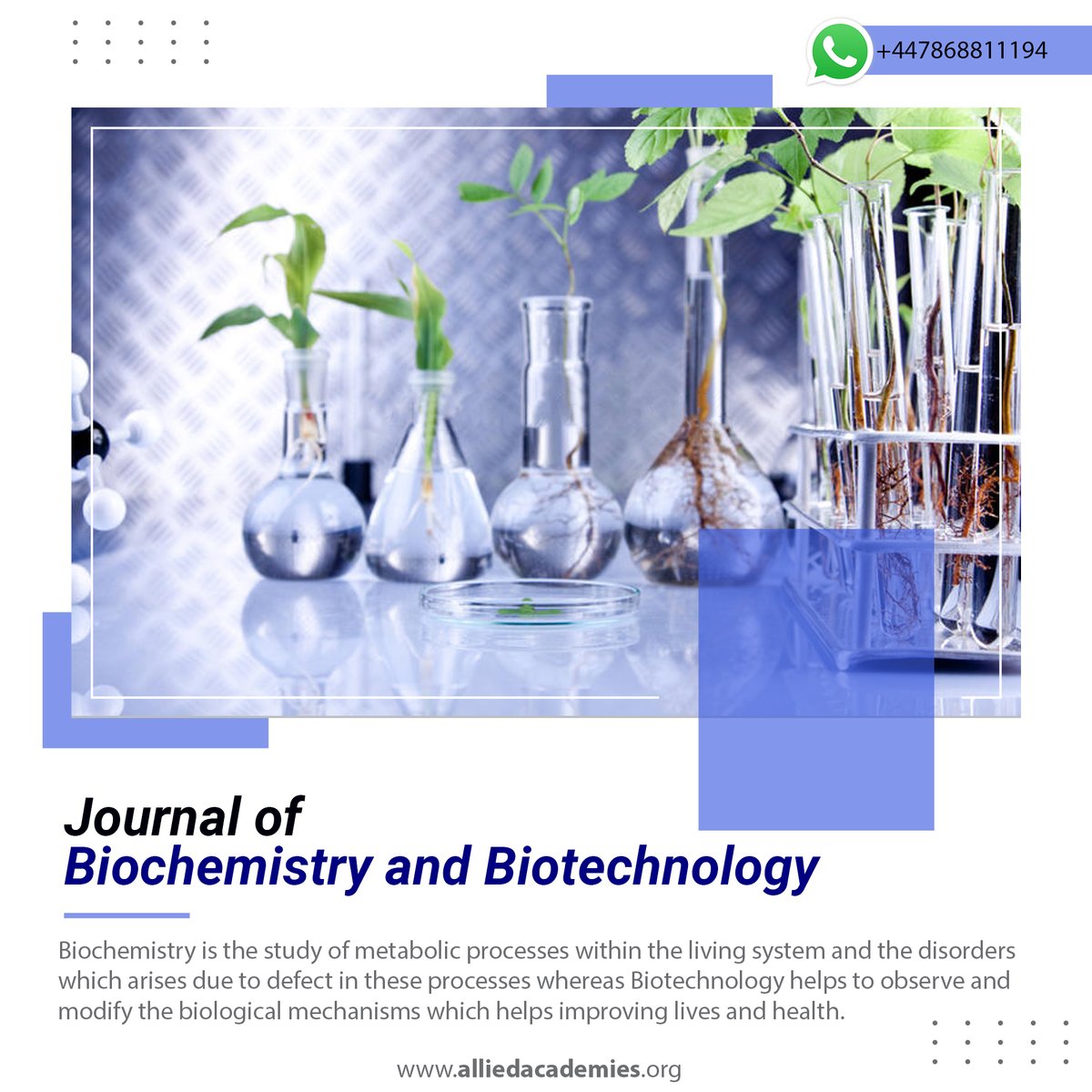 AlliedAcadamies's tweet photo. Biochemistry and Biotechnology are branches of life science, the former being the chemistry of biological system and the later deals with the application of technology to study the biological system.

#Biochemistry #Biotechnology #biological #openaccesss #articles https://t.co/g6RObZbOKJ
