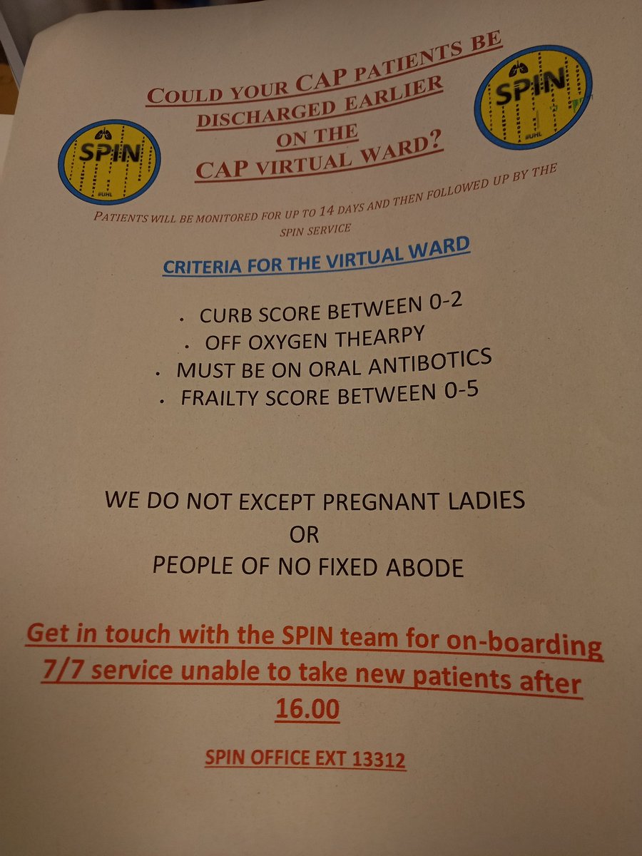 Pneumonia virtual ward is up and running. @UHLsue_mason @SPINS_UHL @cdu_gh @Ward29GH @Ward16GH1 @uhlward35GH @SDECGGH1 @DrRJRussell @VanhamKate @Uhl_LeanneSPIN