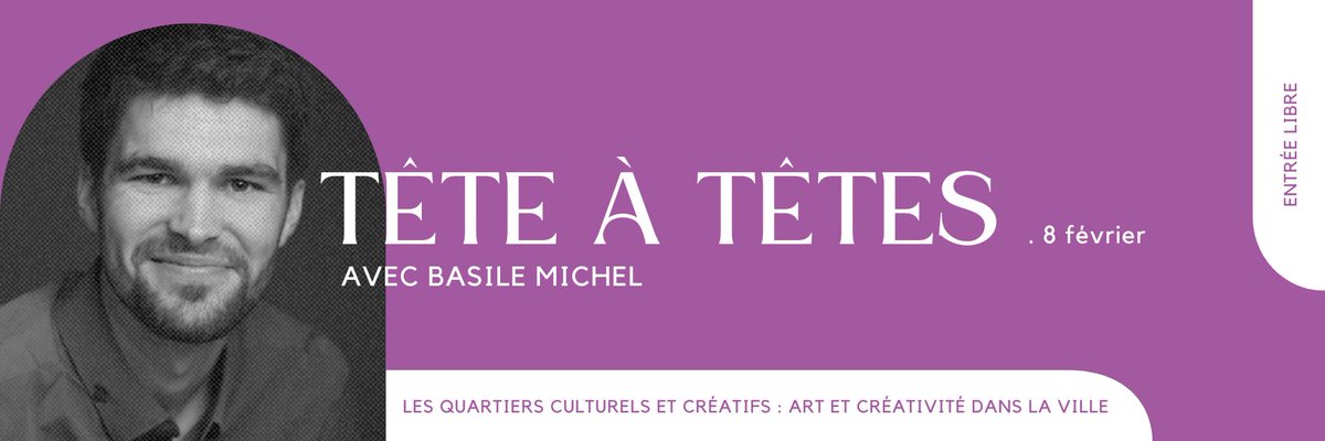 ⎾ ON PROGRAMME ⏌

Première session du nouveau programme Tête à têtes, nous vous donnons rendez-vous le mercredi 8 février, 19h au Port Des Créateurs en compagnie de Basile Michel.

→ Gratuit, dans la limite des places disponibles, inscrivez-vous ici → forms.gle/yzpdYTdR9QcSZJ…