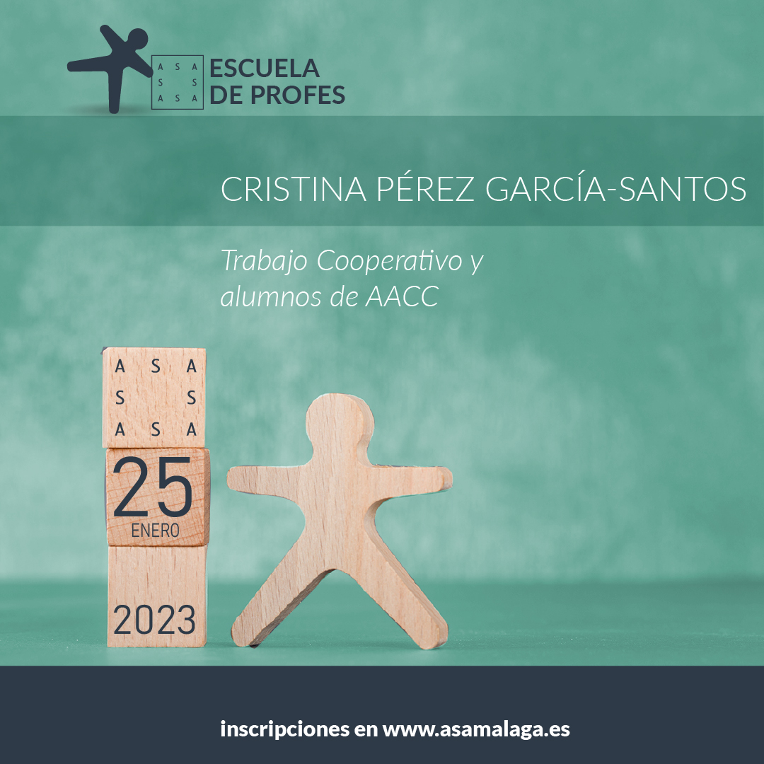 Nueva Escuela de Profes, de ASA - Altas Capacidades Málaga Cristina Pérez nos ofrece nuevas formas de acompañar a nuestros alumnos en el aprendizaje para que desarrollen habilidades colaborativas útiles en su presente y futuro. 25 de enero @asamalaga #formacionAACC